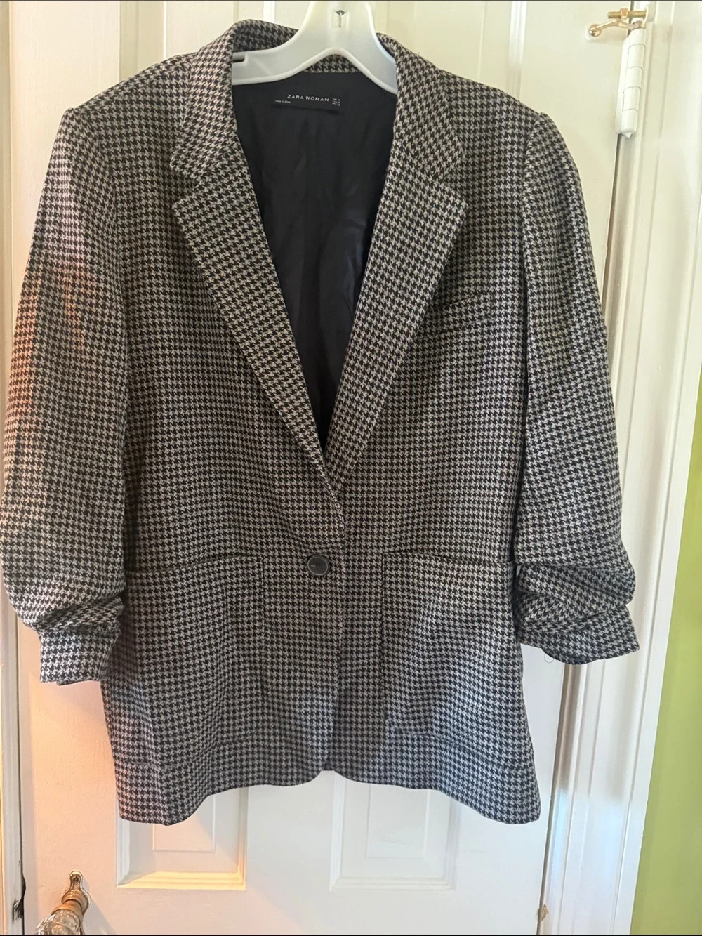 Zara Black & White Houndstooth oversized Coat